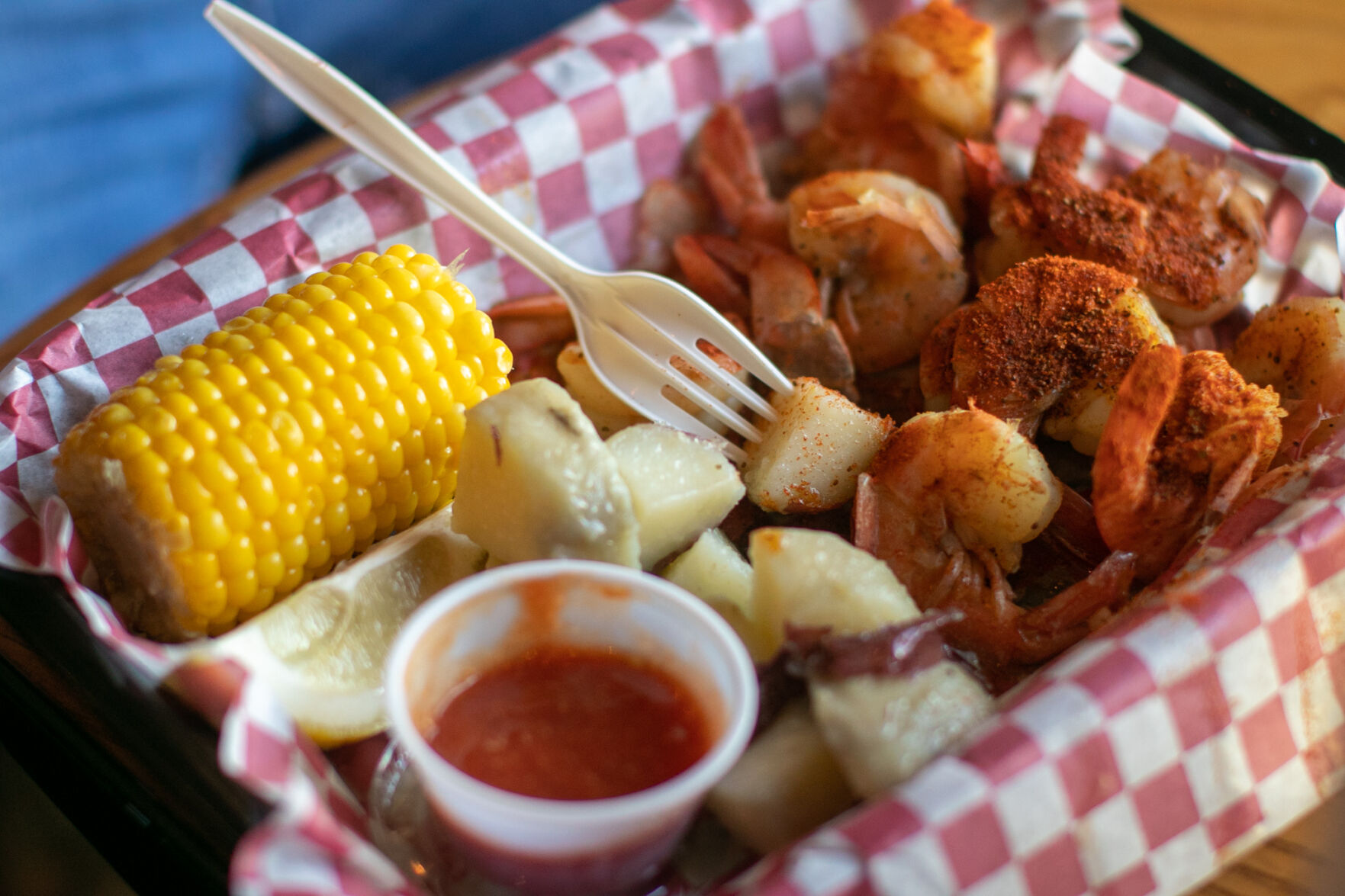 Last days of Autumn Brewing's cajun shrimp plate